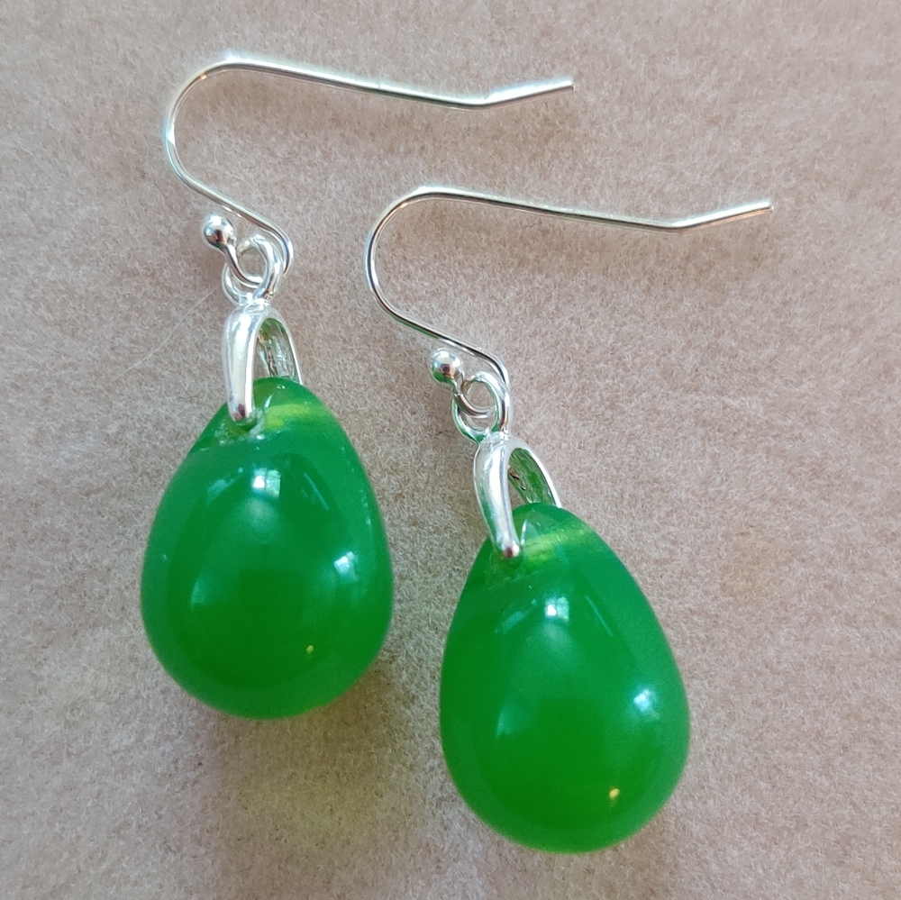 Sterling jade earrings